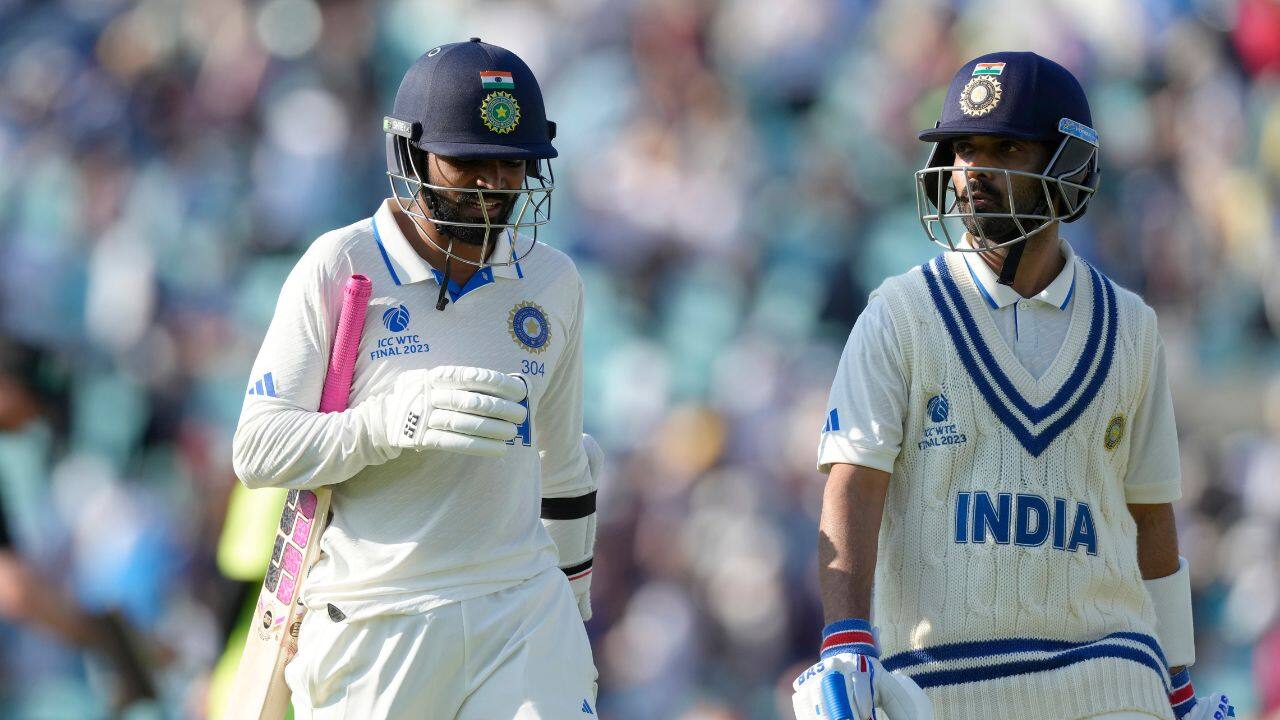 They could have been 87-5 but Australia captain Pat Cummins overstepped, reversing a back-pad leg before decision against Ajinkya Rahane. Rahane, on 17 at the time, crawled to an unbeaten 29 in his first test in 18 months. Srikar Bharat was with him on 5 after taking hits to his chest and left elbow. (Image: AP)