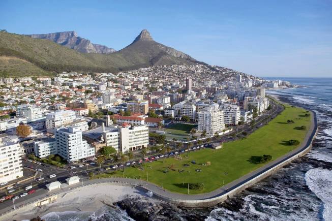 Aerial view of sea point, Cape Town, South Africa.