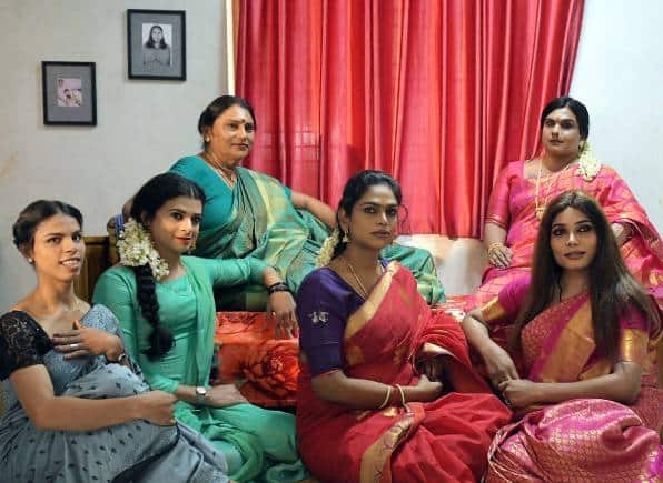 Negha (front, centre) in a still from her film 'Antharam'.