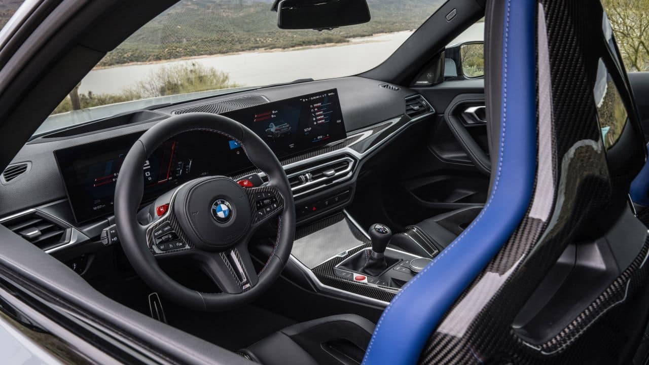 On the inside, the coupe gets a 12.3-inch driver’s display and a massive 14.9-inch curved display for the infotainment system. Paired with this is a Harmon Kardon sound system for your audio needs. The number of features the M2 gets is fairly extensive, including BMW’s latest Operating System 8 driver assist system, which includes cruise control and reverse assist features. Parking assist and a surround view camera can also be opted for. (Image: BMW)