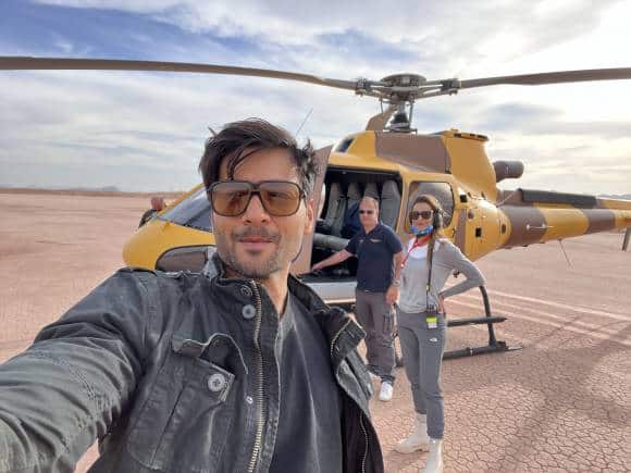 Ali Fazal in a behind the scenes shot on Hollywood film 'Kandahar'.