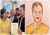 Artist gifts Rahul Gandhi a painting of Sonia Gandhi during US trip