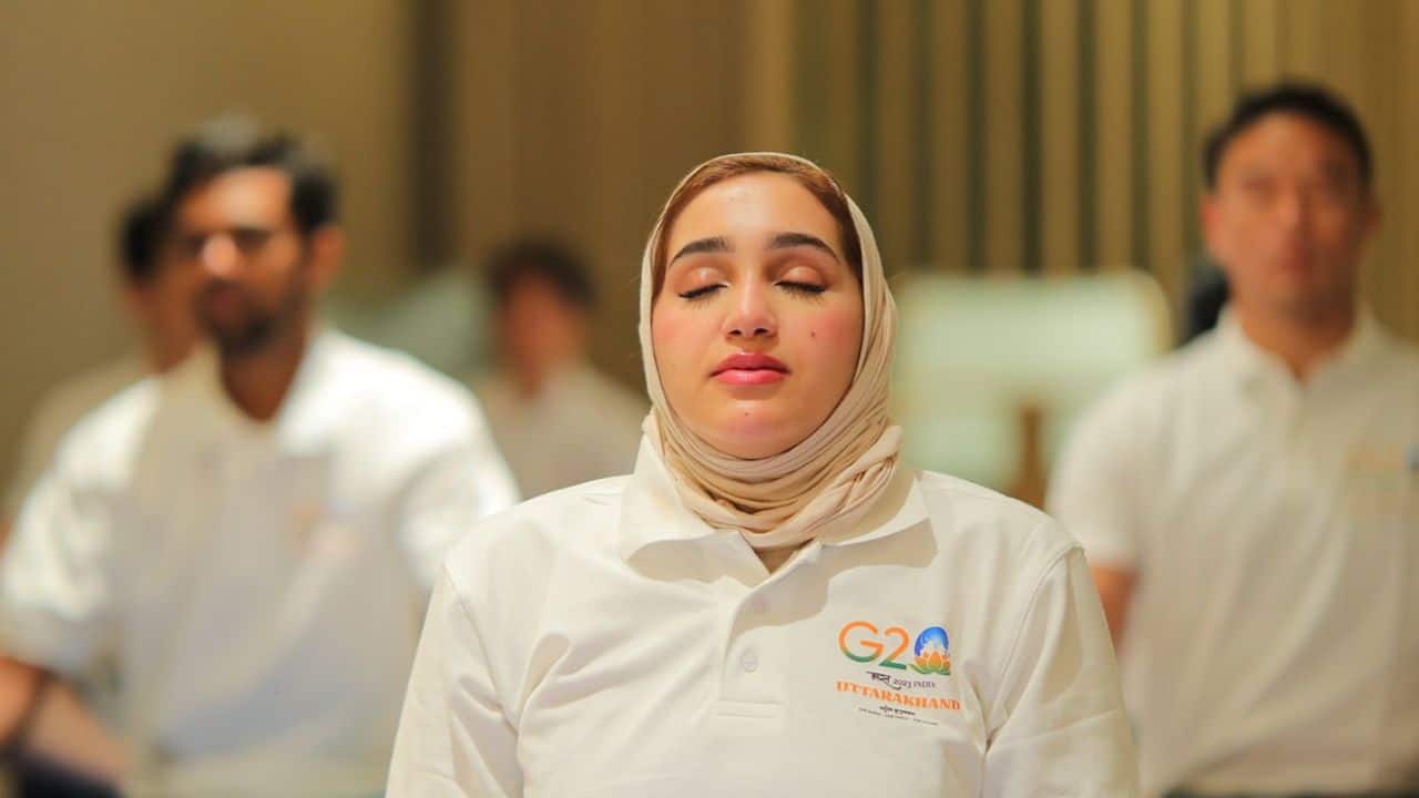 The delegates attended a practice Yoga session before meeting for their talks on promoting and prioritizing sustainable infrastructure development in Rishikesh.(Image: Twitter/Ministry of Finance)