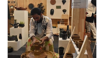 Mohammad Umar Kumar is one of two people in Srinagar who make glazed pottery, also known as Dalgate pottery or Khanyar pottery. (Photos: Irfan Amin Malik)