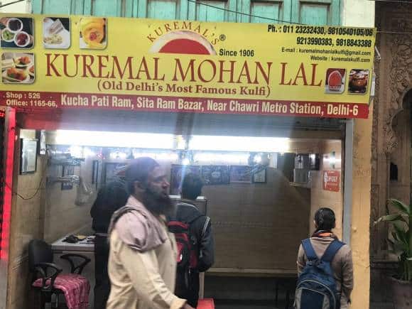 The famous Kuremal Mohan Lal ice cream shop in Chandni Chowk, Old Delhi.