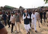 In Pics | PM Modi at Odisha train crash site, takes stock of situation