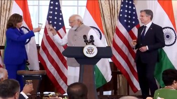 PM Narendra Modi during a luncheon hosted by US Vice-President Kamala Harris (L) and Secretary of State Antony Blinken (R) at the White House in Washington, on June 23, 2023. (PTI Photo)