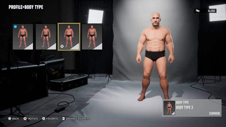 The create-a-wrestler suite is extremely shallow in terms of character customisation. (Screen grab from AEW: Fight Forever on PlayStation 5).