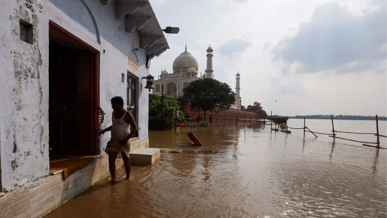 In Pics: Yamuna river laps walls of Taj Mahal after heavy rain