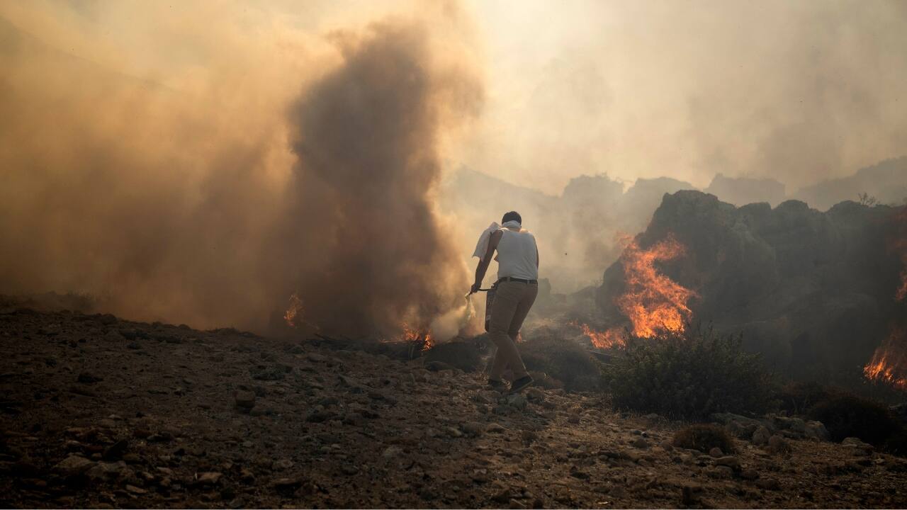 On Sardinia, three flights from Milan, Paris and Amsterdam had to land at other airports on the Italian island because the tarmac in Olbia was deemed dangerously hot on July 24 afternoon, RAI state TV said. The tarmac temperature reached a sizzling 47 C (116.6 F). Due to the fires in Greece, several airlines, including easyJet and package operator Tui, sent planes to Rhodes to evacuate tourists forced out of hotels. The U.K. government said between 7,000 and 10,000 British nationals are on the island, a popular package holiday destination. (Source: AP)