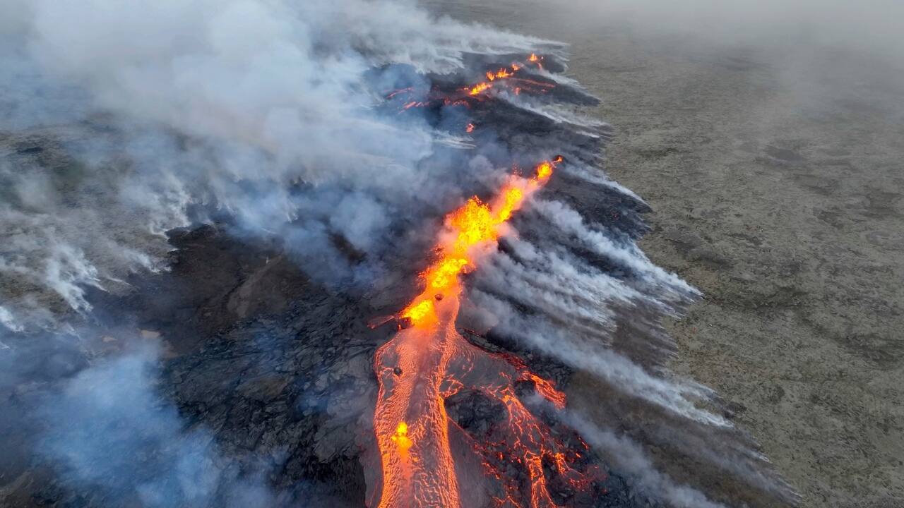 The eruption began Monday afternoon after thousands of earthquakes in the area, meteorological authorities said. This one comes 11 months after its last eruption officially ended. (Source: AP)