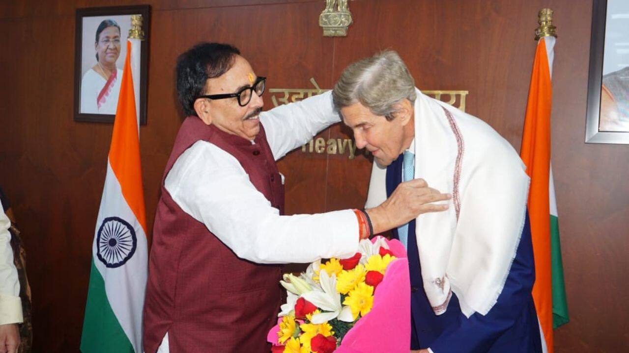 He had a meeting with Dr. Mahendra Nath Pandey, Union Minister of Heavy Industries. Dr. Pandey tweeted, &quot;Had a meeting today with Mr. John Kerry, Special Envoy of the US President on Climate. To deal with the problem of climate change, India is intensifying its efforts with America.&quot; (translated) (Image: Twitter/@DrMNPandeyMP)