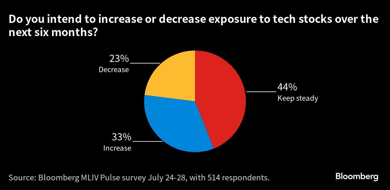 Do you intend to increase or decrease exposure to tech stocks over the next six months?  |