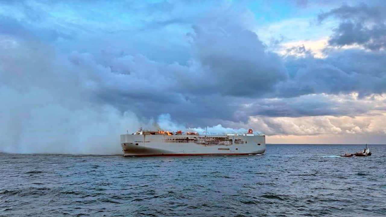 Cargo Ship Carrying 3,000 Cars Still Burning Near Dutch Coast: See Pics