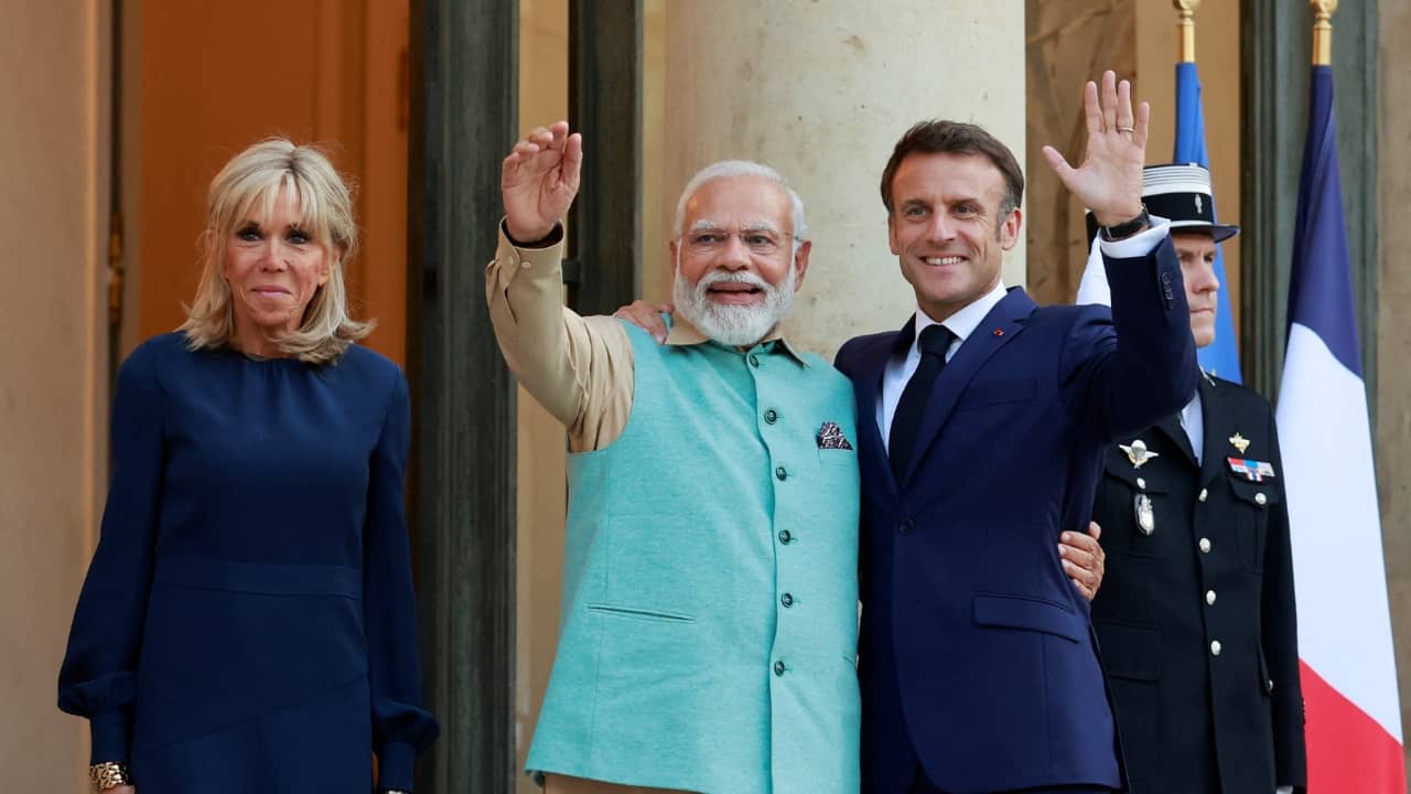 PM Modi hosted by President Macron at Elysee Palace, conferred France's