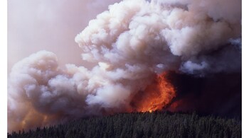 A firestorm occurs when a large wildfire creates its own weather system. (Photo: Jim Peaco via Wikimedia Commons)