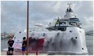 Activists spray-paint $300 million yacht reportedly owned by billionaire Walmart heiress
