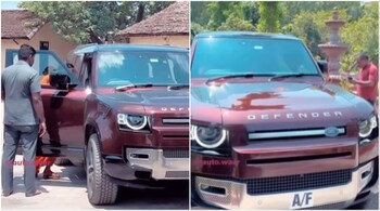 Ramdev was driving a Land Rover Defender 130 which is priced at Rs 1.5 crore, reports said. (Image credit: @ automobiliardent/Instagram)