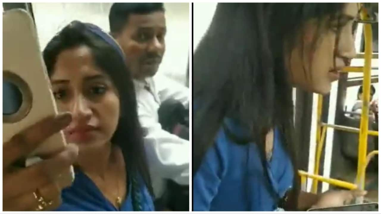 Bengaluru bus conductor and woman passenger fight over ID card. Viral video