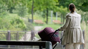 mother and child, woman, stroller, pram
