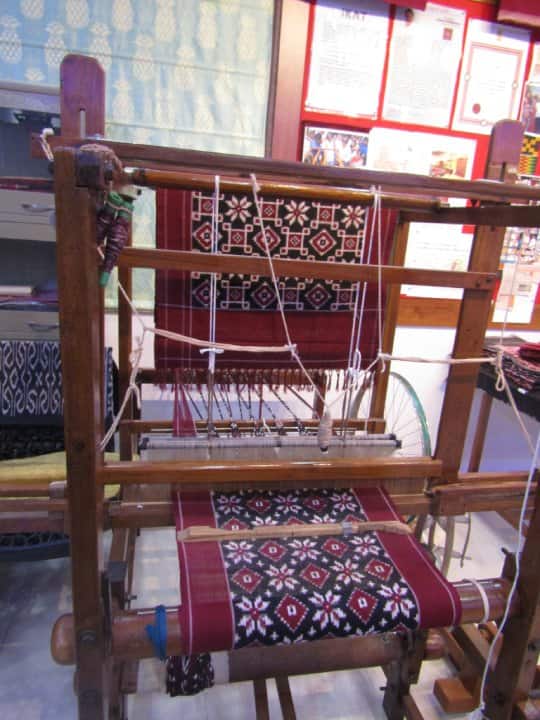 The loom used to make Telia Rumal displayed in the gallery. (Photo by Aruna Chandaraju)