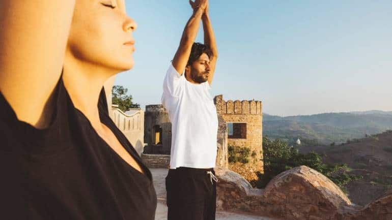 India's best wellness resort Sunrise Yoga at Six Senses Fort Barwara
