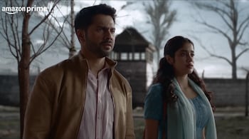 Varun Dhawan and Janhvi Kapoor in Bawaal, streaming on Amazon Prime Video. (Screen grab)