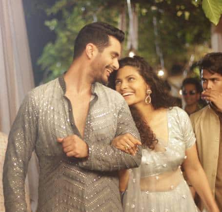 Saiyami Kher with Angad Bedi in R Balki's next film 'Ghoomer'.