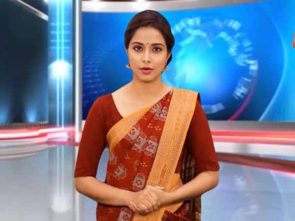 Lisa, India's first regional AI news anchor, with Odisha TV. 