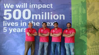(From left) Satyam Darmora, Founder of Wiom, Nishit Aggarwal, Ashutosh Mishra and Maanas Dwivedi, the other co-founders of the Delhi-based startup