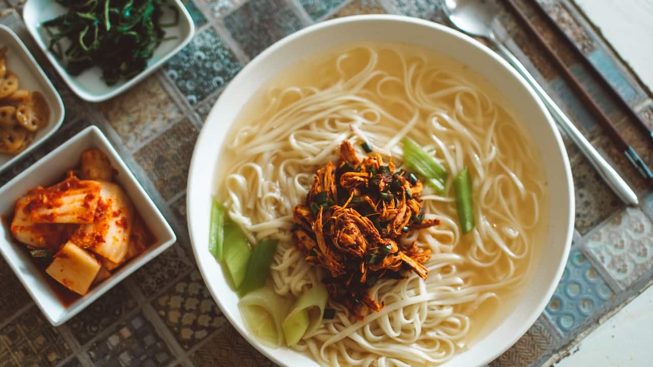 Try soups and noodles including vegetarian Japchae (Korean glass noodles). (Representtional photo by Roman Odintsov via Pexels)