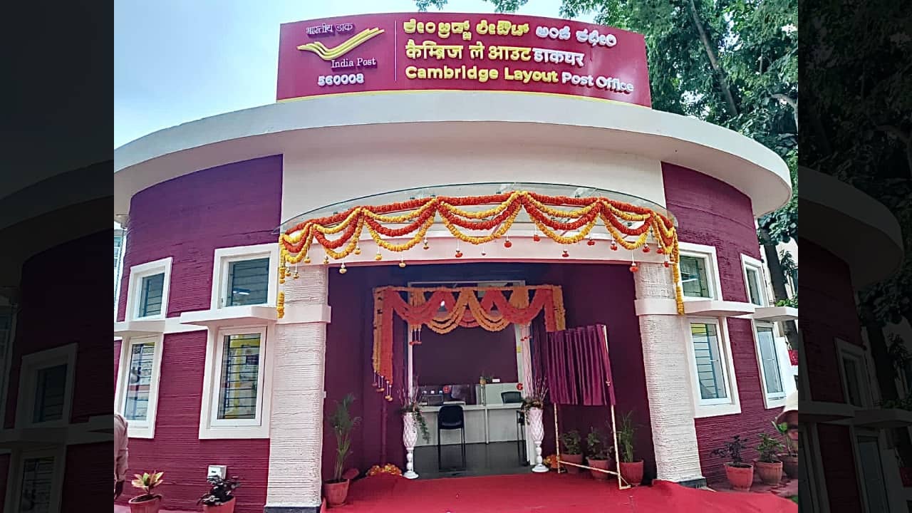 The 3D-printed post office building at Cambridge Layout in the city with a built-up area of 1,021 square metres will be functional now following the inauguration. (Image: X/@narendramodi) The 3D-printed post office building at Cambridge Layout in the city with a built-up area of 1,021 square metres will be functional now following the inauguration. (Image: X/@narendramodi)