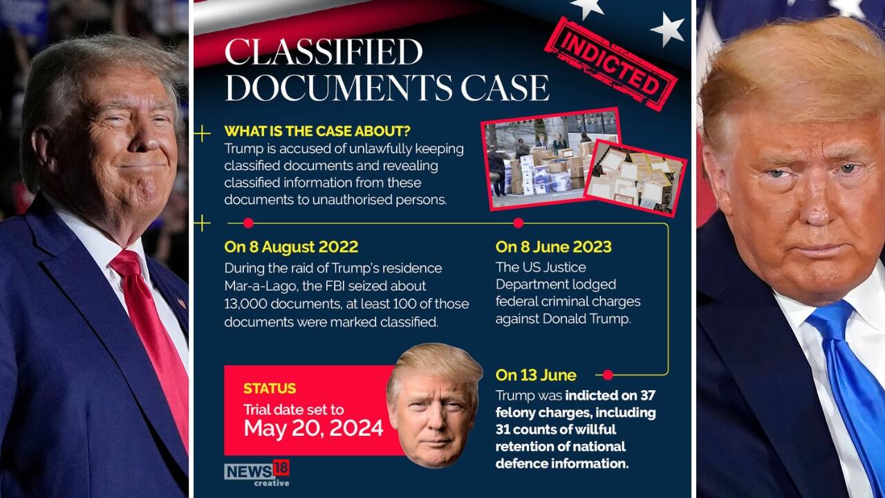 Trump is also accused of unlawful keeping classified documents and revealing classified information from these documents to unauthorised persons. (Image: News18 Creative)