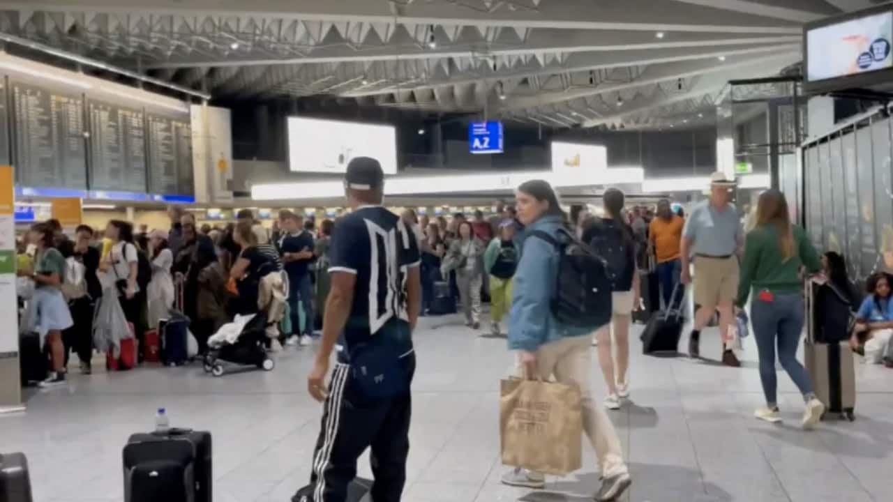 Heavy rain disrupted operations at Frankfurt Airport, causing dozens of flight cancellations and diversions due to water accumulation on Thursday. (Image: AP)