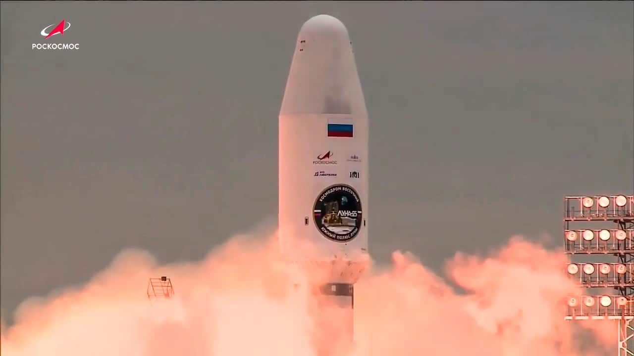 A rocket with a lunar landing craft blasts off on Russia’s first moon ...