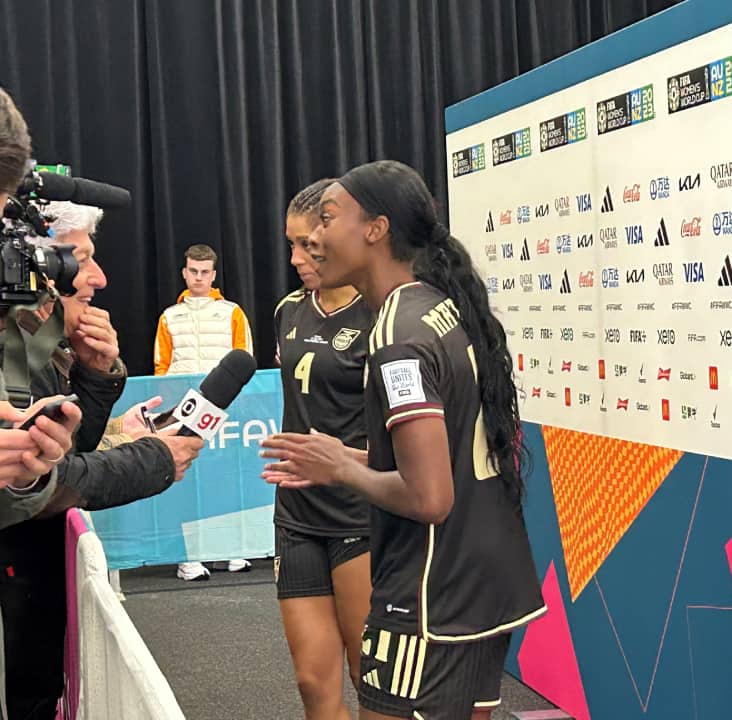 Cheyna Matthews interacts with the media at the Sydney Football Stadium. (Photo by Annesha Ghosh)