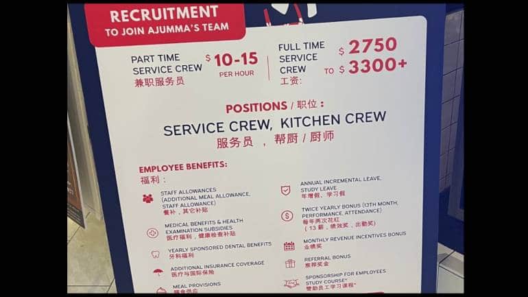 Singapore restaurant job pay, perks impresses Indians: 'better than a corporate job' - Vimarsana News