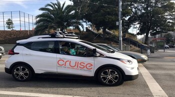 A Cruise self-driving car, which is owned by General Motors Corp, is seen outside the company's headquarters in San Francisco (Image: Reuters)