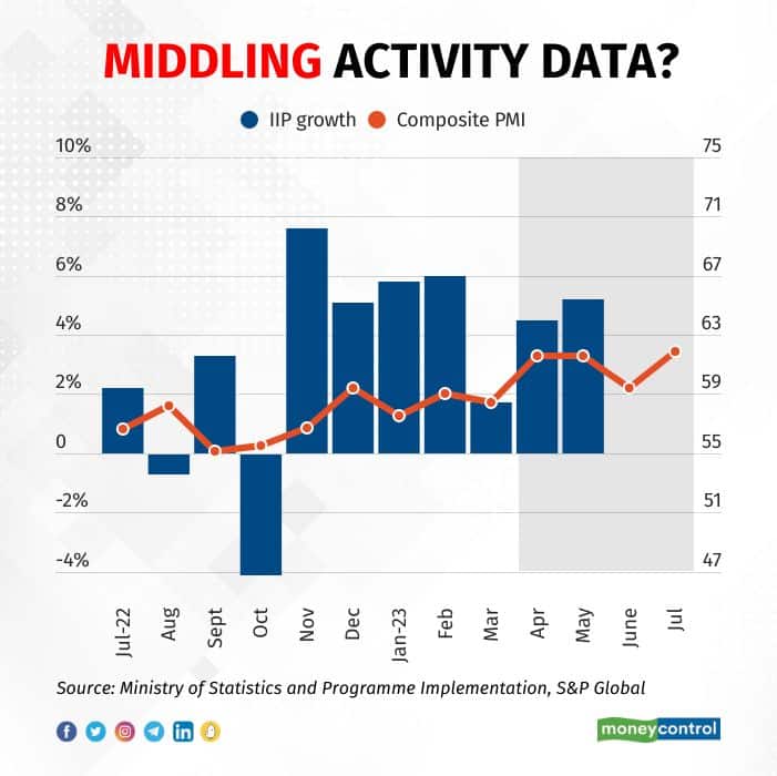 IIP, PMI chart Aug 2023 policy