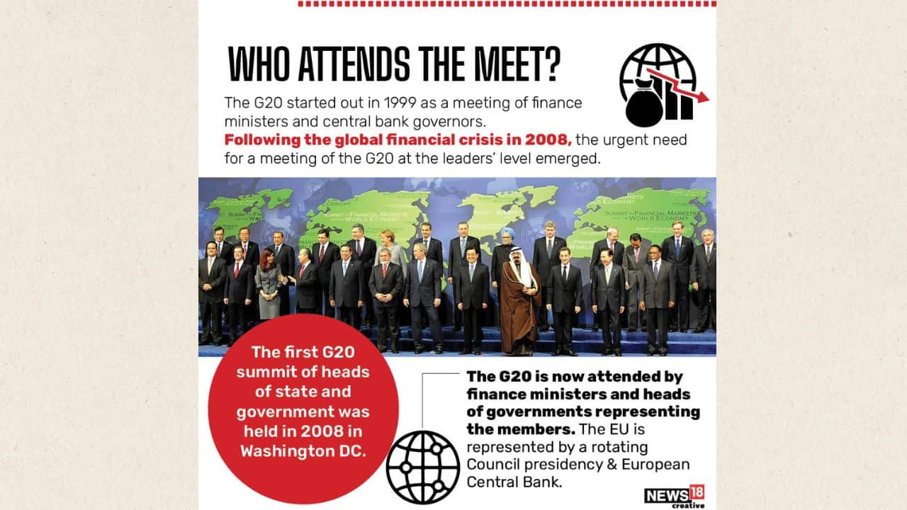 The G20 began as a conference of finance ministers and central bank governors in 1999. The first G20 leaders' meeting of state and government was held in Washington, DC in 2008. Following the global financial crisis in 2008, there was an urgent need for a G20 leaders' meeting. (Image: NW18 Creative)