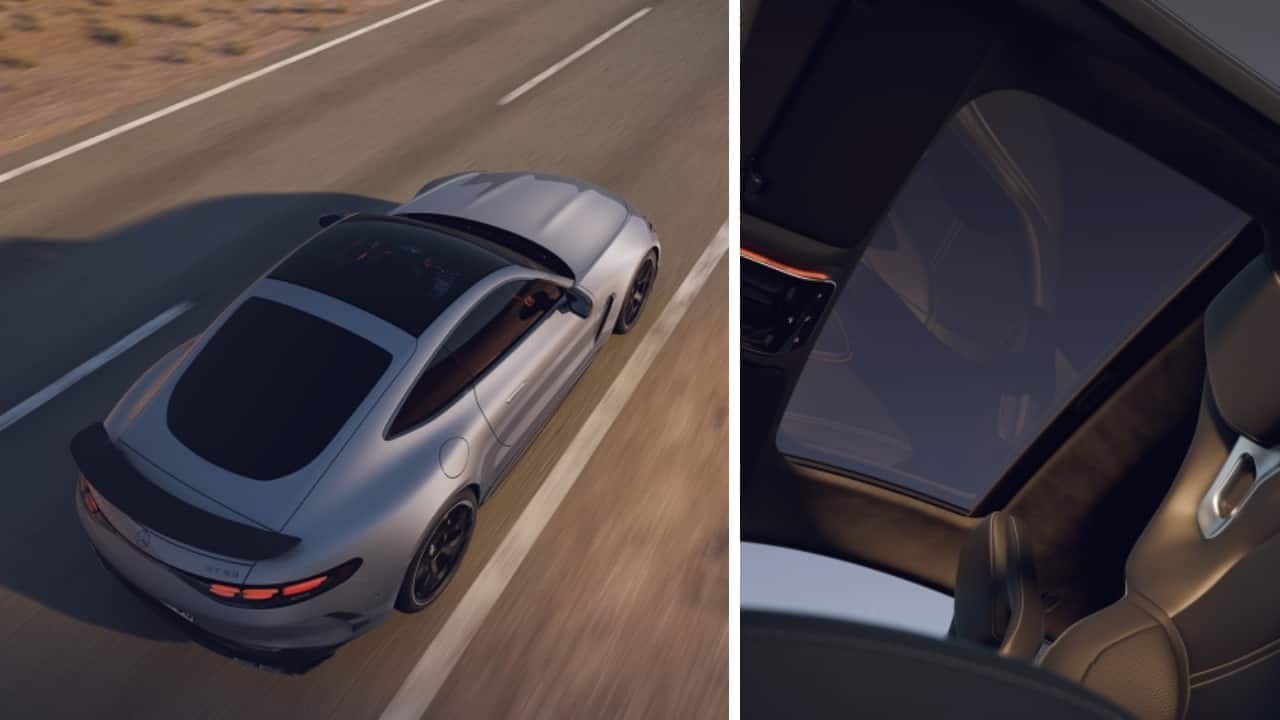 In profile, the silhouette remains more or less unchanged. The roofline slopes downwards and the rear windshield is raked fairly steeply for that coupe design. The overhangs on either side are also short, contributing to the long wheelbase. At the rear, things seem a little more aggressive, thanks to the new tail lamps with the connected black strip. (Image: Mercedes-AMG)