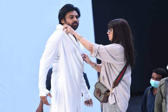 Designer Neeta Lulla styling politician-actor Pawan Kalyan for the Telugu film Bro.
