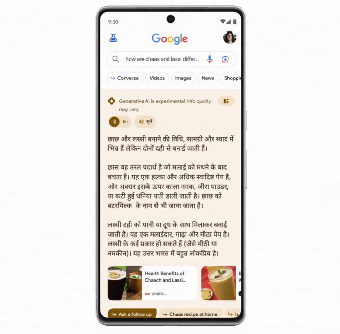 Google Search Generative Experience Language Toggle