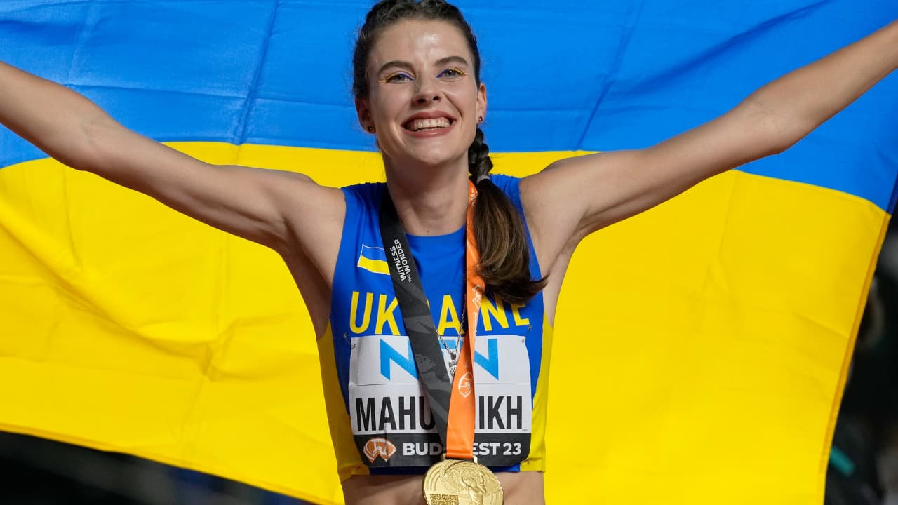 Yaroslava Mahuchikh, Ukraine's top high jumper, secured a gold medal in the track and field world championships held in Budapest. Representing a war-torn country, Mahuchikh's victory serves as a symbol of hope and defiance against adversity. (Image: AP)
