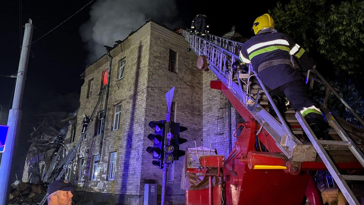 Officials in Kharkiv, Ukraine's second-largest city, reported on August 1 that drones flew over inhabited areas of the city, destroying two floors of a college dormitory. According to the chief of police in the Kharkiv region in northeastern Ukraine, one strike was at the college and one in the city centre during the night time. (Image: Reuters)