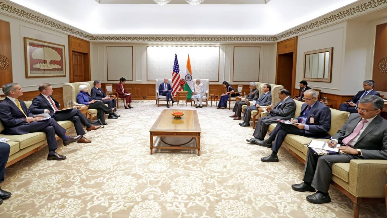 U.S. Treasury Secretary Janet Yellen, Secretary of State Anthony Blinken and US NSA Jake Sullivan were also present at the meeting, while the Indian delegation consisted of Foreign Secretary S. Jaishankar and NSA Ajit Doval. (Image: PIB)