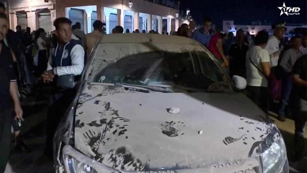 Moroccan television showed scenes from the aftermath, as many stayed outside fearing aftershocks. (Image: Al Oula TV via Reuters)