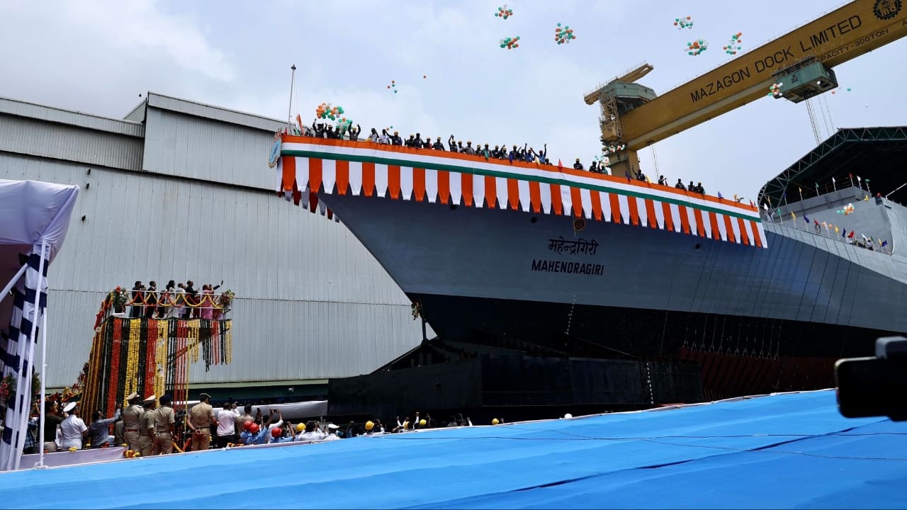 Indian Navy's Mahendragiri Frigate Launched In Mumbai: See Pics