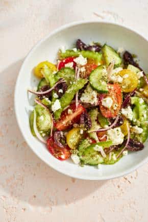 Greek Salad at Jamie Oliver Kitchen Café.
