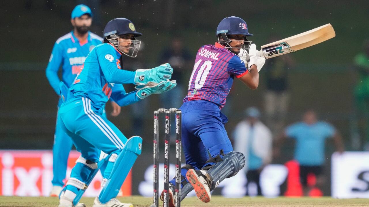 Nepal had been bowled out for 230 but the Indian target was revised to 145 in 23 overs after an almost two-hour rain break. Pakistan, which thumped Nepal by 238 runs at Multan, also qualified for the Super 4 from the same group. (Image: AP)